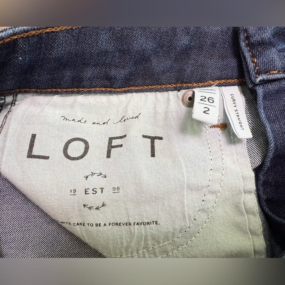 LOFT Curvy Straight Jeans Dark Wash Mid Rise Stretch Denim Pants Size 2/26 - Picture 5 of 9